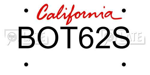 BOT62S California License Plate