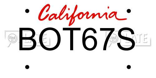 BOT67S California License Plate