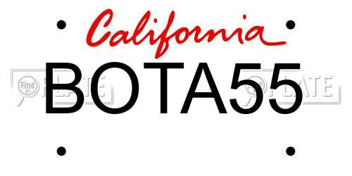 BOTA55 California License Plate