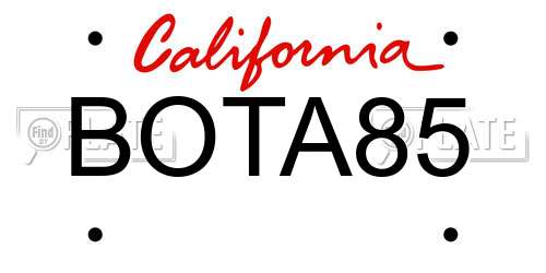 BOTA85 California License Plate