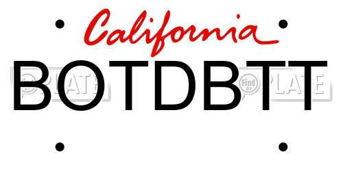 BOTDBTT California License Plate