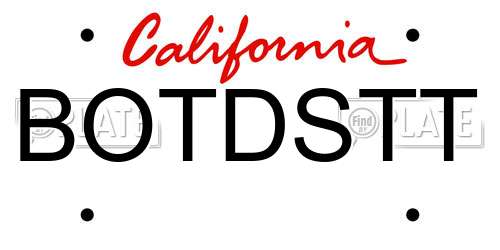BOTDSTT California License Plate