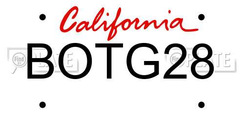 BOTG28 California License Plate