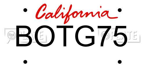 BOTG75 California License Plate