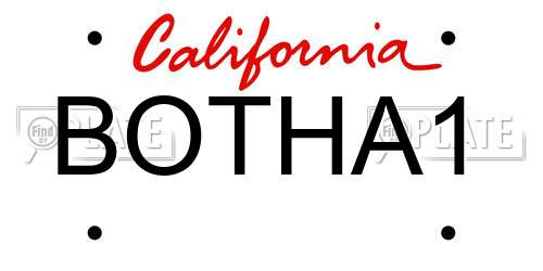 BOTHA1 California License Plate