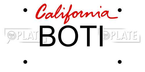 BOTI California License Plate