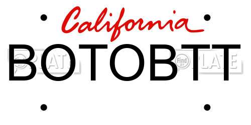 BOTOBTT California License Plate