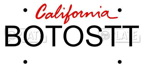 BOTOSTT California License Plate