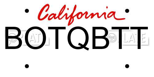 BOTQBTT California License Plate