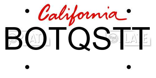 BOTQSTT California License Plate
