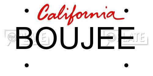 BOUJEE California License Plate