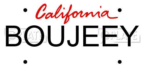 BOUJEEY California License Plate