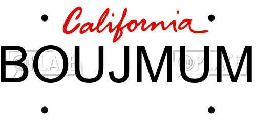 BOUJMUM California License Plate