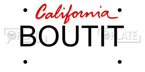 BOUTIT California License Plate