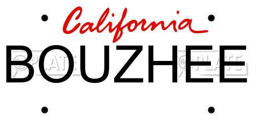 BOUZHEE California License Plate