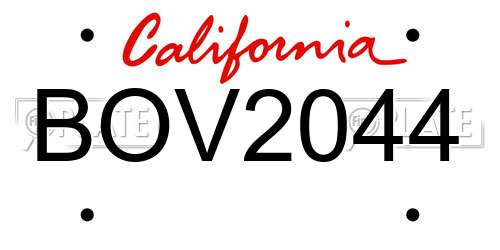 BOV2044 California License Plate