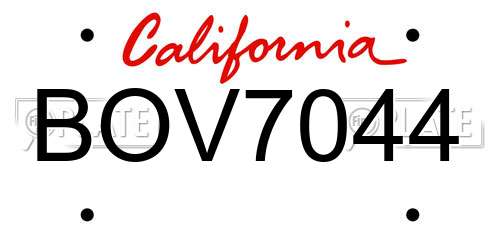 BOV7044 California License Plate