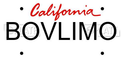 BOVLIMO California License Plate