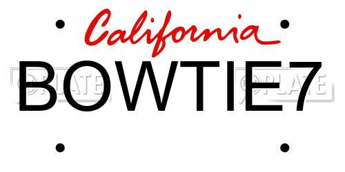 BOWTIE7 California License Plate