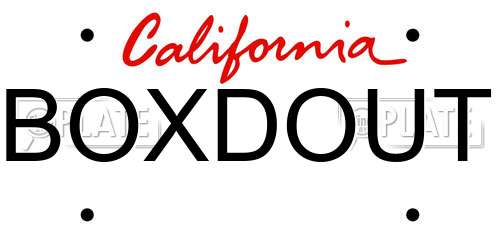 BOXDOUT California License Plate