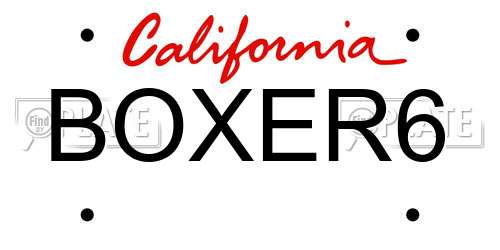BOXER6 California License Plate