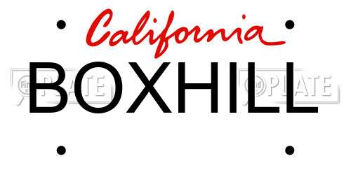 BOXHILL California License Plate