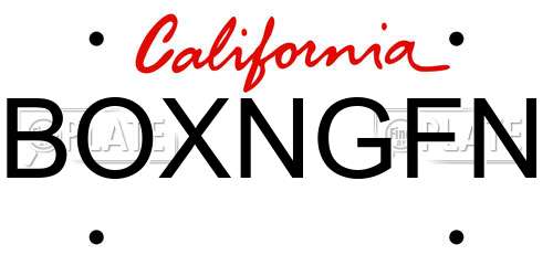 BOXNGFN California License Plate