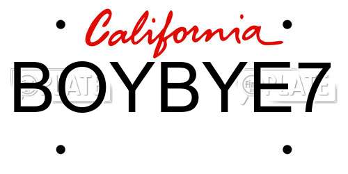BOYBYE7 California License Plate