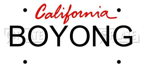 BOYONG California License Plate