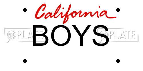 BOYS California License Plate
