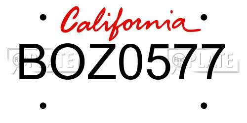 BOZ0577 California License Plate