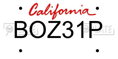 BOZ31P California License Plate
