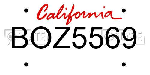 BOZ5569 California License Plate