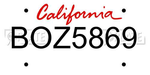 BOZ5869 California License Plate