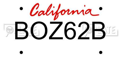 BOZ62B California License Plate