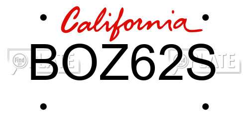 BOZ62S California License Plate