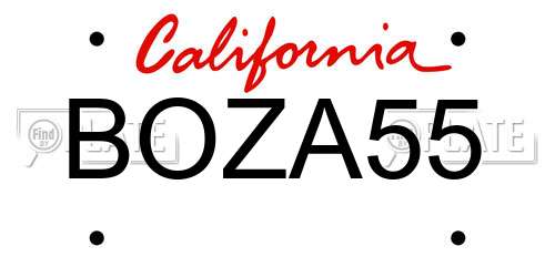 BOZA55 California License Plate