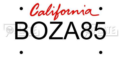 BOZA85 California License Plate