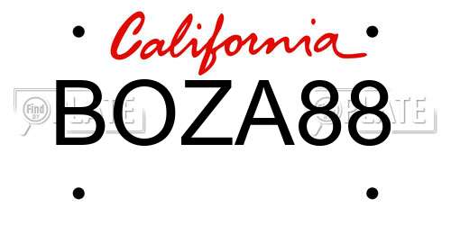 BOZA88 California License Plate