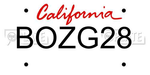BOZG28 California License Plate