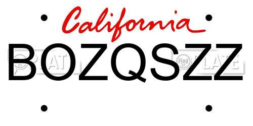 BOZQSZZ California License Plate