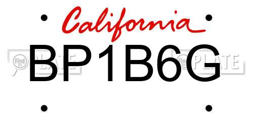 BP1B6G California License Plate