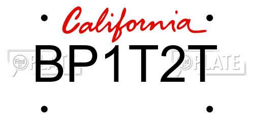 BP1T2T California License Plate
