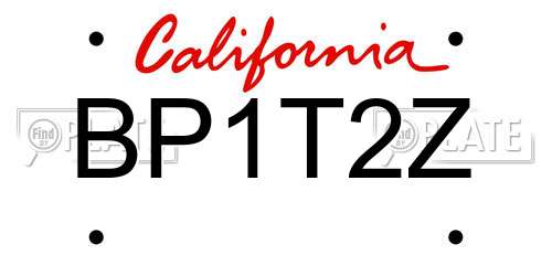 BP1T2Z California License Plate