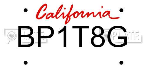 BP1T8G California License Plate