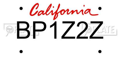 BP1Z2Z California License Plate