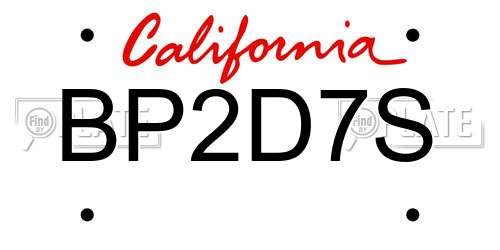 BP2D7S California License Plate