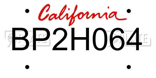 BP2H064 California License Plate