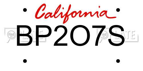 BP2O7S California License Plate