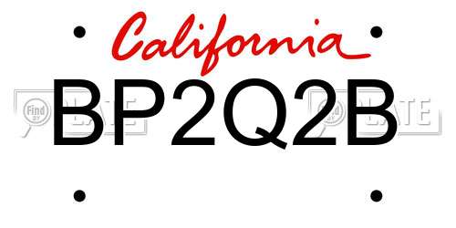 BP2Q2B California License Plate